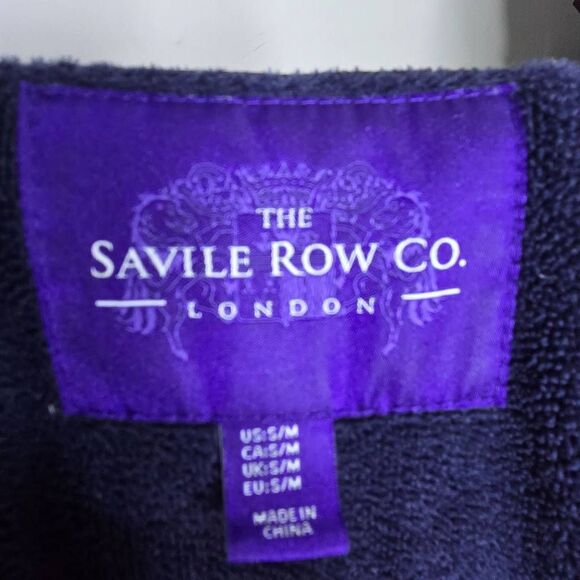 The Savile Row Co Hooded Bathrobe Robe Size S/M Navy Cotton - Picture 5 of 6